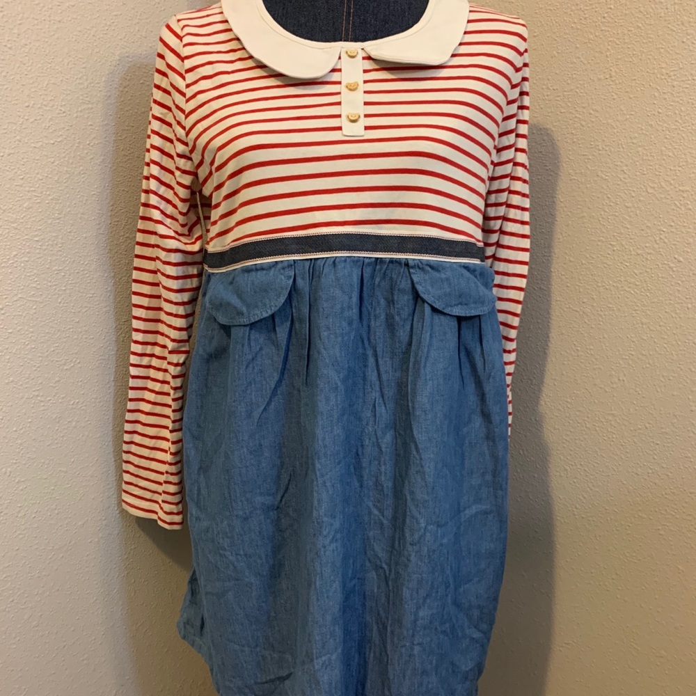 Cute red and white/ jean dress